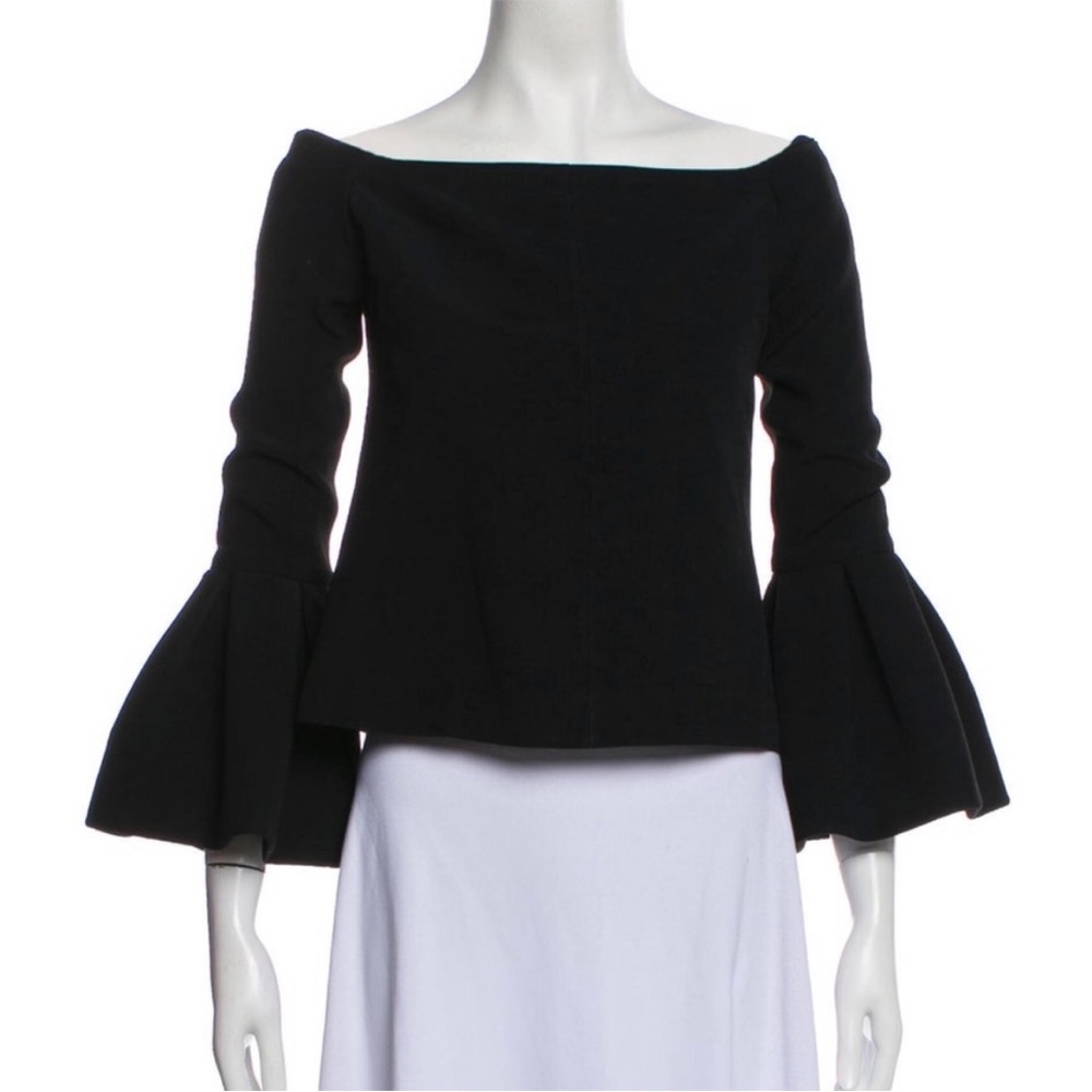 $300 ALEXIS Off-Shoulder Blouse, XS, Black